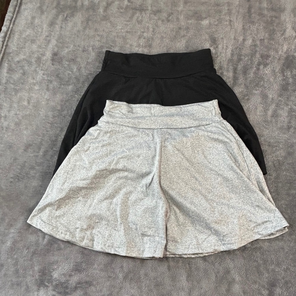 Shein Girls 2 Pack Skort Set Black Heather Grey Size 10Y Skater Skirt Shorts‎